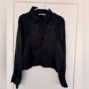 Zara Black Viscose Button-Down Shirt